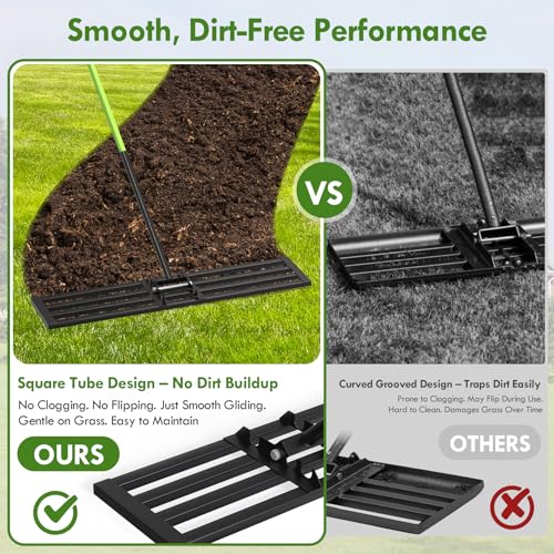 Seeutek Lawn Leveling Rake, 45" x 10" Heavy Duty Ground Leveler - size: 45"*10"