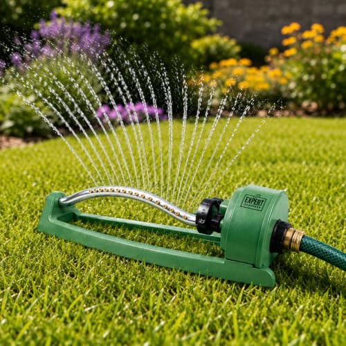 Oscillating Lawn Sprinkler with Adjustable Flow and Coverage Control