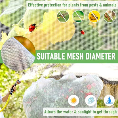 Fruit Tree Netting, Plant Mesh Netting for Garden Protection, Blueberry Bush Insect Netting Cover as Garden Pest Barrier from Cicadas, Bug, Bird (8x8 FT, 2Pcs, Zipper & Drawstring Design) - size: 8 X 8FT 2PACK