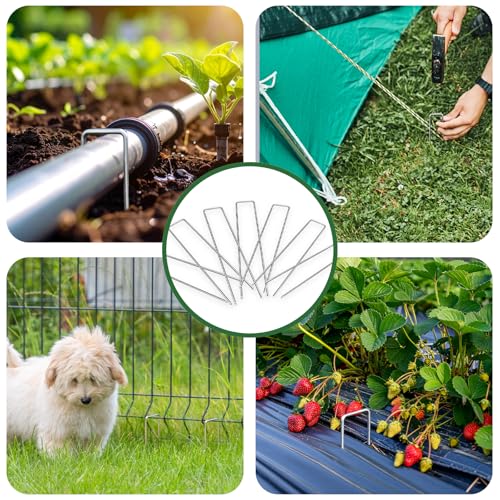6 Inch Galvanized Landscape Staple, 11 Gauge Heavy Duty Garden Stakes for Barrier Fabric, Plant Stakes Ground Anchors 25 Pack