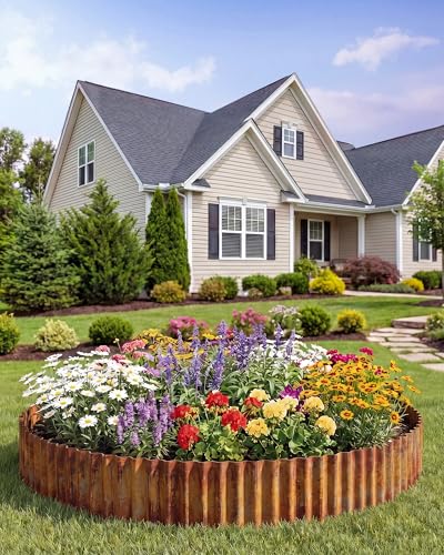 Corrugated Metal Garden Edging 10" x 20Ft, Rust Galvanized Steel Roll - color: Rusty, size: 10"×20Ft