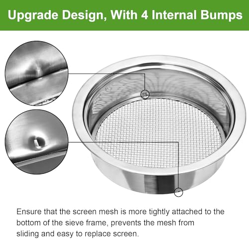 Soil Sieve Stainless Steel Riddle Sieve Set, 9.5" Diameter, Garden Sifter with 5 Filter Mesh Sizes 1,3,5,9,12mm and Bonsai Soil Scoops Gardening Tool - style: 151