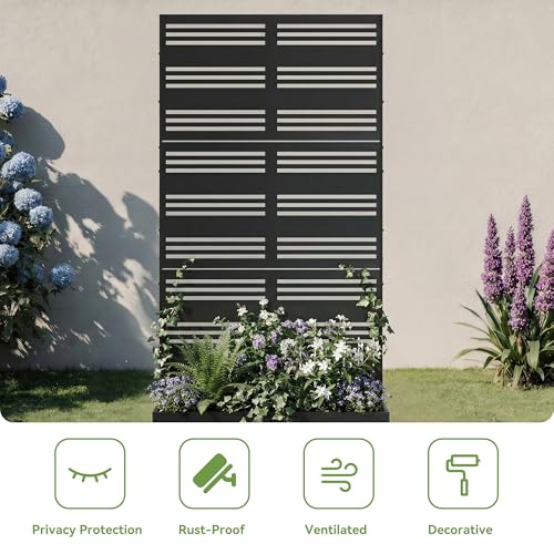 Metal Raised Garden Bed with Trellis and Wheels, 71"x35"x16" (Black-Harold) - color: Black-harold, size: 71"x35"x16"