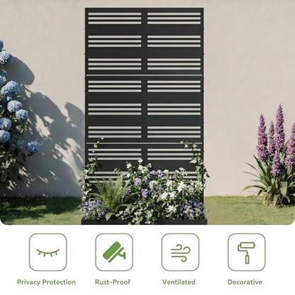 Metal Raised Garden Bed with Trellis and Wheels, 71"x35"x16" (Black-Harold) - color: Black-harold, size: 71"x35"x16"