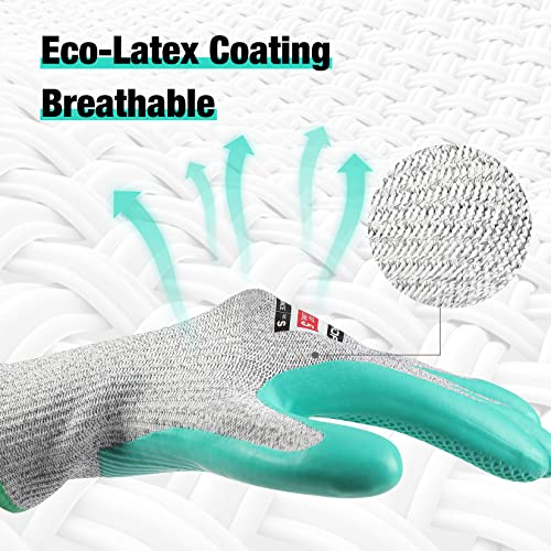HAUSHOF 3-Pair Large Gardening Work Gloves, Breathable Latex-Coated