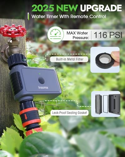 Insoma Sprinkler Timer with Remote Control, Water Hose Timers, Turns Water Off Automatically, Up to 120 Minutes of Run Time, Irrigation Timer for Lawn, Drip, Soaker Hose, and Garden, 1 Outlet - size: 1 Zone-RC