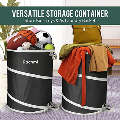 Rachmi 40 Gallon Pop-Up Trash Can with Spring Frame, 22"x26.4" Black