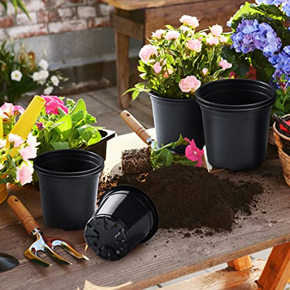 Oubest 50Pcs Nursery Pots Variety Pack Plastic Pots for Plants,Mix Sizes Seedling Pots with Drainage Holes Indoor Outdoor Flower Pots for Succulent Vegetable Herb - size: 3.5+4.3+5+6+6.7 inch
