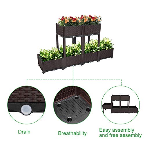 Raised Garden Beds, Planter Box, Self-Watering Plastic Planter for Indoor Outdoor Vegetables, Fruits, Potato, Flowers (6 Pcs) - size: 6 Pcs