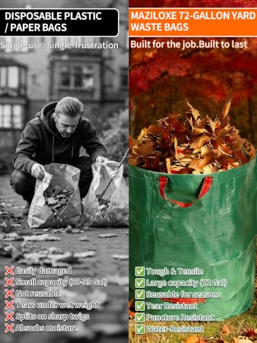 3 Pack 109Gal Tear-Resistant Reusable Yard Waste Bags with Gloves