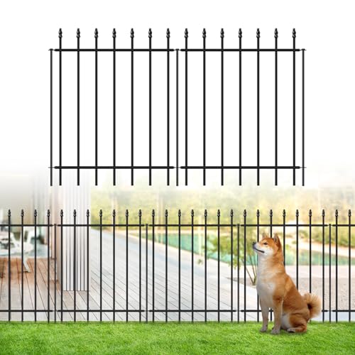 Decorative Metal Garden Fence 30" x 16', Outdoor Fence Border with Stakes - size: 30″H x 16ft（8 Panels）