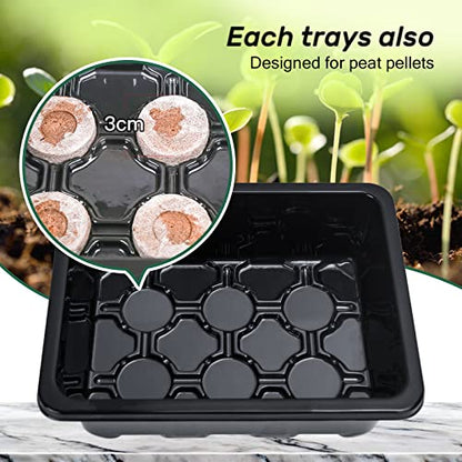 Bonviee 10 Packs Seed Starter Trays, Seed Starter Kit with Adjustable Humidity Dome