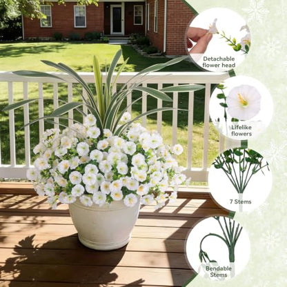 INXUGAO Artificial Flowers for Outdoors Fake Plants UV Resistant Outside - color: White