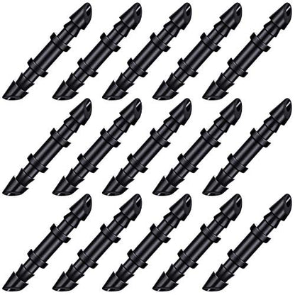 Mudder 150 Pcs Barbed Connectors for 1/4 in Drip Irrigation Tubing, Black