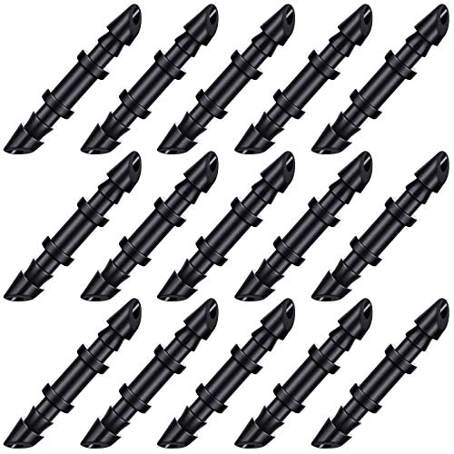 Mudder 150 Pcs Barbed Connectors for 1/4 in Drip Irrigation Tubing, Black