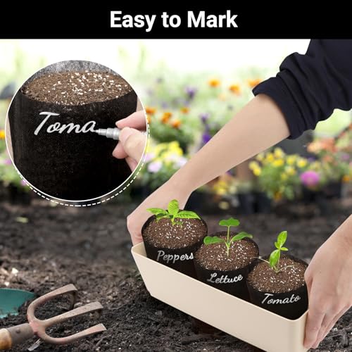 Black Plant Grow Bags, Pack of 100 7.5x7.5 Breathable Non-Woven Fabric Grow Bags for Planting Seedling Pots 1 Gallon Plant Pots - color: Black, size: 7.5"x7.5"/Pack of 100