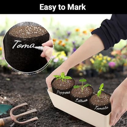 Black Plant Grow Bags, Pack of 100 7.5x7.5 Breathable Non-Woven Fabric Grow Bags for Planting Seedling Pots 1 Gallon Plant Pots - color: Black, size: 7.5"x7.5"/Pack of 100