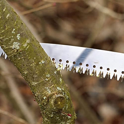 Walensee 7.7FT Pole Saw for Tree Trimming, Manual Tree Saw with Steel Blade & Adjustable Stainless Steel Extension Pole, Lightweight Long-Reach Tree Trimmer & Pole Pruner at Forestry Yard Garden Patio - size: 7.7 FT