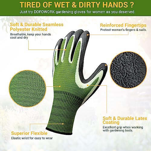 DOFOWORK Gardening Gloves - 6 Pair Gardening Gloves for Women/Men with Grip - color: Blue & Green, Large