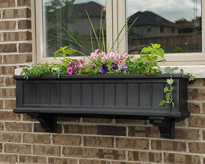 Mayne Cape Cod 4ft Window Box - Black - 48in L x 11in W x 10.8in H - Polyethylene - Built-in Water Reservoir (4841-B) - color: Black