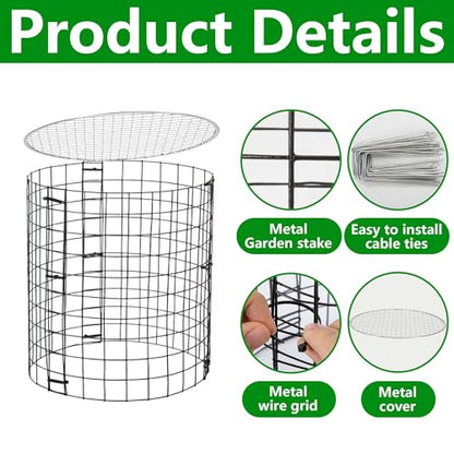 Adnee 8 Pack Wire Plant Protector with Cover-12" x 11" Detachable Plant Protector Metal Plant Cages-Garden Plant Cages for Flower Vegetable to Keep Animals Out - color: 8 Pack 12x11 Inch
