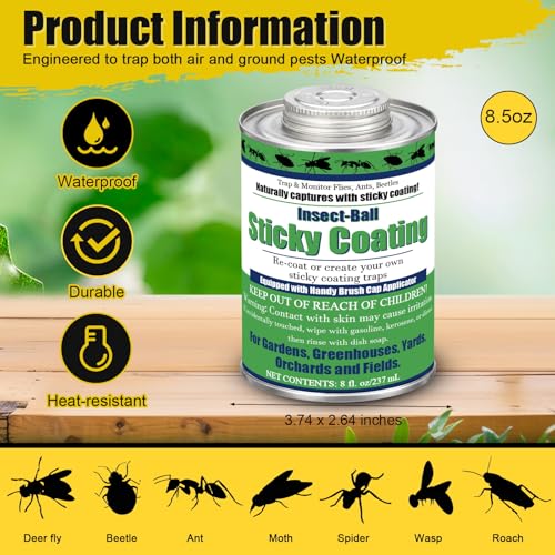 Sticky Coating Insect Trap, 8 Oz with Brush,Gnat Trap Kit - color: Yellow Cup