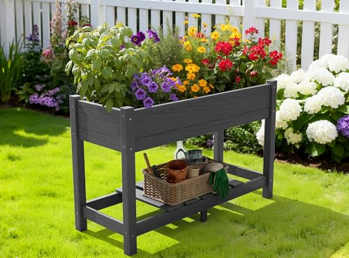 SERWALL Raised Garden Bed with Legs-Gray - color: Gray, size: 1 pack