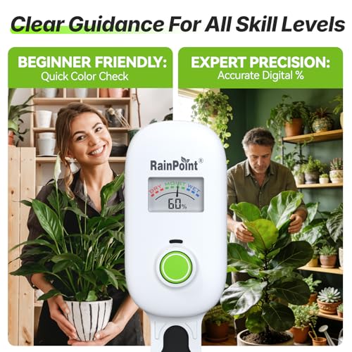 RAINPOINT Smart Soil Moisture Meter,Visual Gauge, Optional WiFi Hub for App - size: Sensor Only, Color-Coded Scale