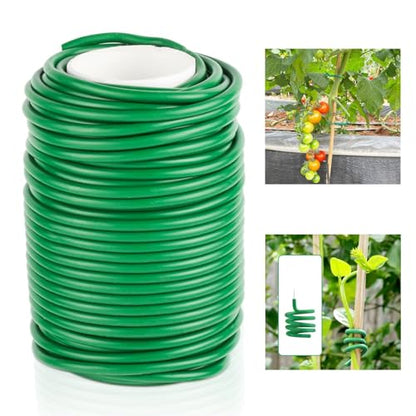 Soft Plant Ties Green Garden Twist Ties for Plants 65.6ft Reusable Rubber Garden Wire Plant Ties to Support Climbing Plants Indoor & Outdoor Vines Tomatoes Office Home Organizing (65.6feet * 3.5mm).
