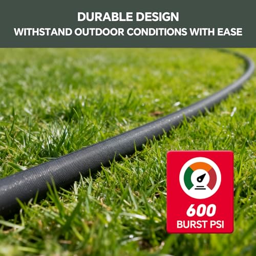 Garden Hose 50ft, Ultra-Light & Flexible Water Hose, Non-Shrinking, Easy to Store, Drinking Water Safe Material, All-weather, Gray