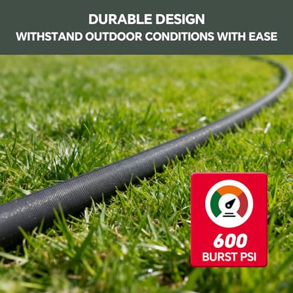 Garden Hose 50ft, Ultra-Light & Flexible Water Hose, Non-Shrinking, Easy to Store, Drinking Water Safe Material, All-weather, Gray