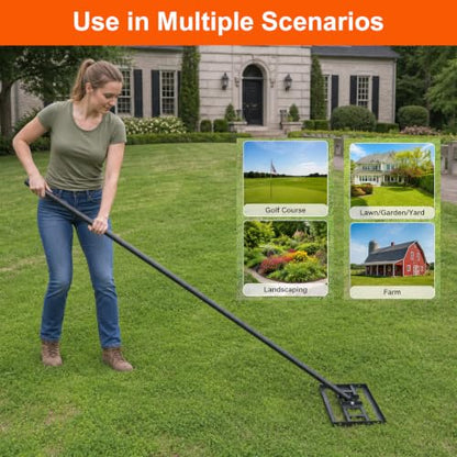 Lawn Leveling Rake, Heavy Duty Adjustable Handle Lawn Leveler Tool - size: 15.7*10inch,5.3FT