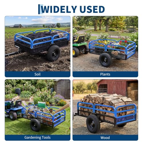 1500-Lb Capacity Heavy-Duty Steel Dump Cart with Removable Rear Panel - color: Blue
