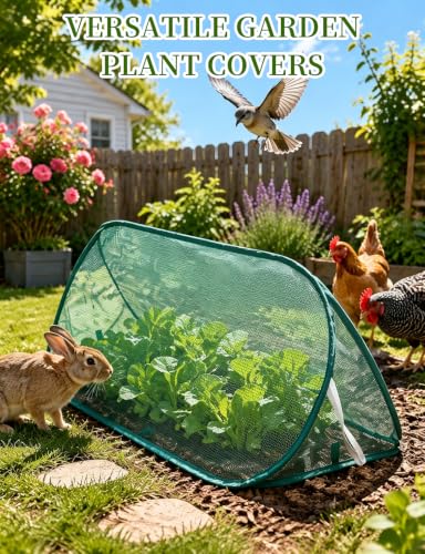 sogiv 39"x15"x15" Pop-Up Garden Mesh Plant Cover Organza Netting Protective Tent with 16 Ground Stakes, Foldable Design, Keeps Birds, Bugs & Animals Away from Vegetables, Fruits, Seedlings & Flowers