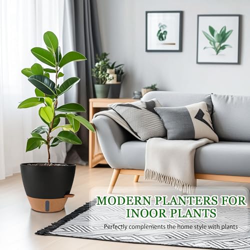 8/10/12 Inch Self Watering Pots for Indoor Outdoor Plants - color: Black, size: 8/10/12 inch