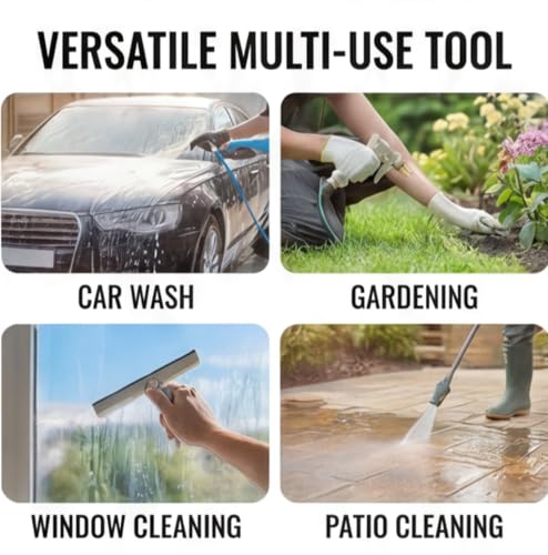 All-Metal Garden Hose Nozzle, Multiple Adjustable Spray Patterns