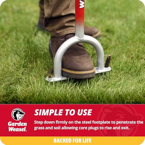 Garden Weasel Core Aerator Tool Long Handle for Lawn Grass Dethatching