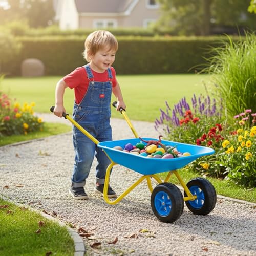 2 Wheel Toddler Wheelbarrow Toy for Kids Gardening Tool Wheel Barrow(blue) - color: Blue