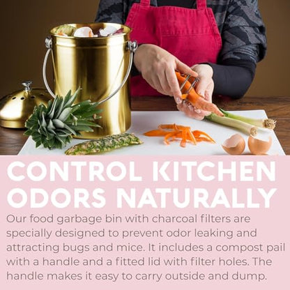 Epica Kitchen Compost Bin for Kitchen Countertops, 1.3 Galllon - Gold - color: Gold