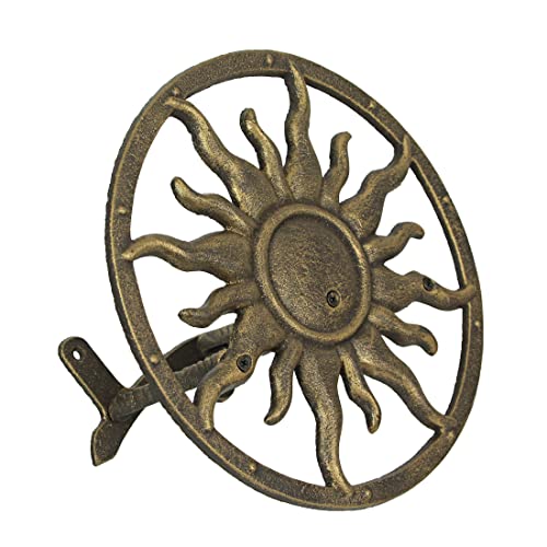 Zeckos Garden Hose Holder Sun 11.5 Inch Cast Iron Bronze - color: Sun - Bronze