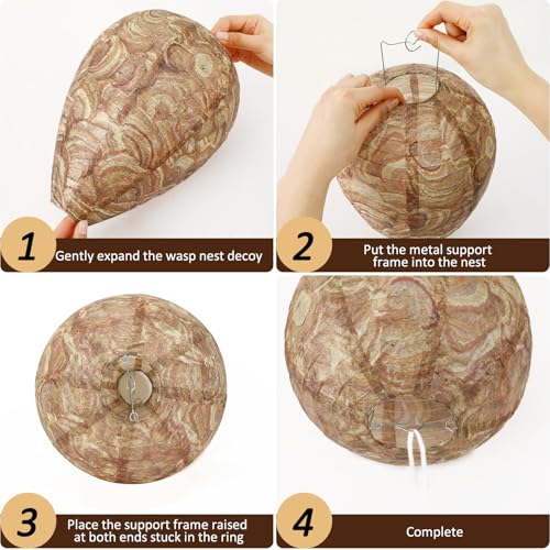 DECYOOL 8 Pack Paper Fake Wasp Nests Decoys for Yellow Jackets - color: Brown