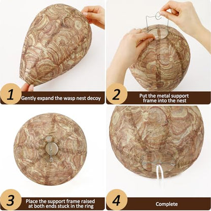 DECYOOL 8 Pack Paper Fake Wasp Nests Decoys for Yellow Jackets - color: Brown