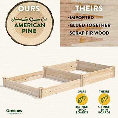 Greenes Fence Original Pine Raised Garden Bed, 4' x 8' x 7-10.5" - Made in USA with American Pine - size: 4' W x 8' L x 7-10.5" H