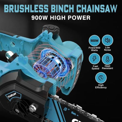 2-in-1 Brushless Cordless Pole Saw, 8 Inch Electric Pole Chainsaw for Makita 18V Battery(Not Included)14.8 FT Max Extension, Multi-Angle Power Chainsaw w/Pole for Tree Trimming, Wood Cutting