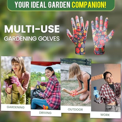 6 Pairs Gardening Gloves for Women - Breathable Rubber Coated Garden Gloves, Multi-purposes Gardening Gloves - color: 6 Pairs Multicolor