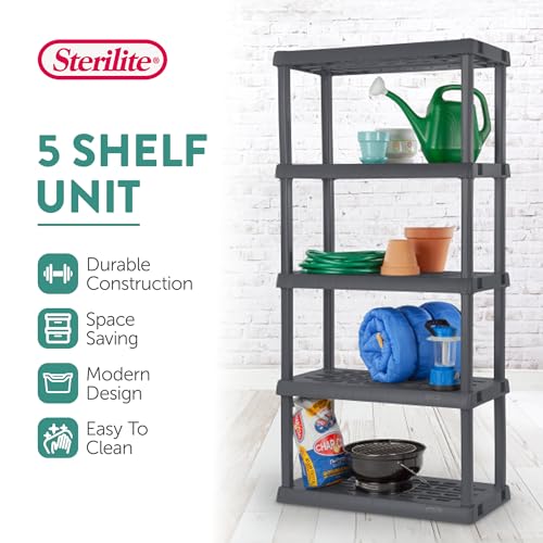Sterilite 5 Shelf Unit, Heavy-Duty Plastic Utility Storage Rack, 2-Pack - size: 5 Shelf, style: 2 Pack