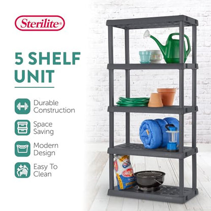 Sterilite 5 Shelf Unit, Heavy-Duty Plastic Utility Storage Rack, 4-Pack - size: 5 Shelf, style: 4 Pack