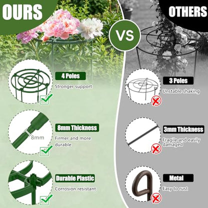 MJZ 8 Pack Peony Cages and Supports, 11.8" D x 25" H Plastic Plant Supports - color: Green-Plastic-8PC