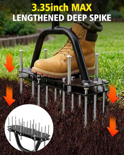 Lawn Aerator Spike Tool - 17 Iron Spikes with T-Handle for Yard and Garden