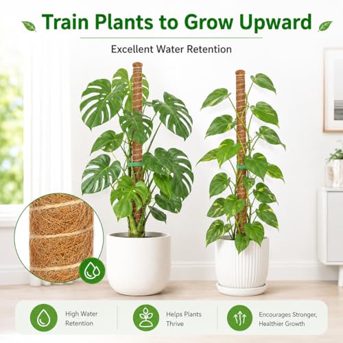 2 Pack 26.8'' Moss Pole for Monstera, Bendable Coco Coir Plant Support Stakes - size: 2 Pack（26.8-Inch）